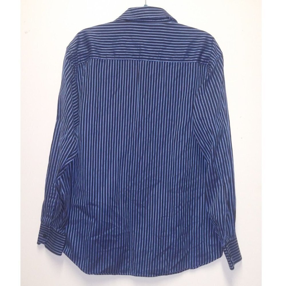 Bugatchi Uomo Men's Long Sleeve Button Down Shirt Size L blue striped EUC - Picture 2 of 8